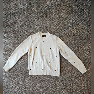 Banana Republic Cream Crewneck Sweater with Black Polka Dots